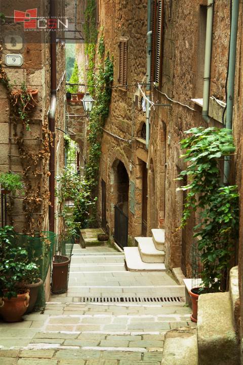 Old town alley in Tuscany Italy