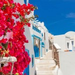 Greece Santorini island in Cyclades, traditional sights of color