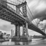 The Manhattan Bridge, New York City. Awesome wideangle upward vi